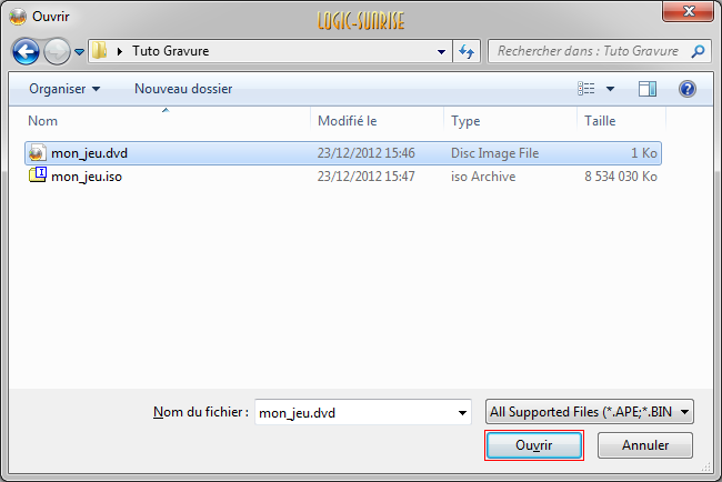 Choix du fichier DVD généré par ABGX360 dans ImgBurn