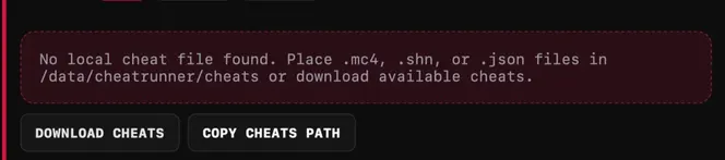 Bouton Download pour rechercher et télécharger un cheat dans CheatRunner