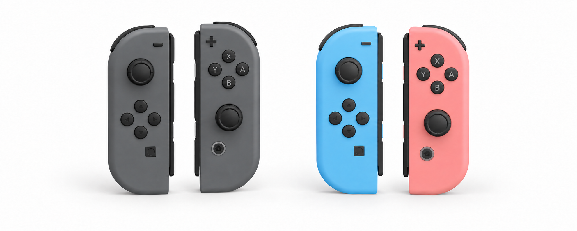 Deux paires de Joy-Con : gris et bleu avec rose