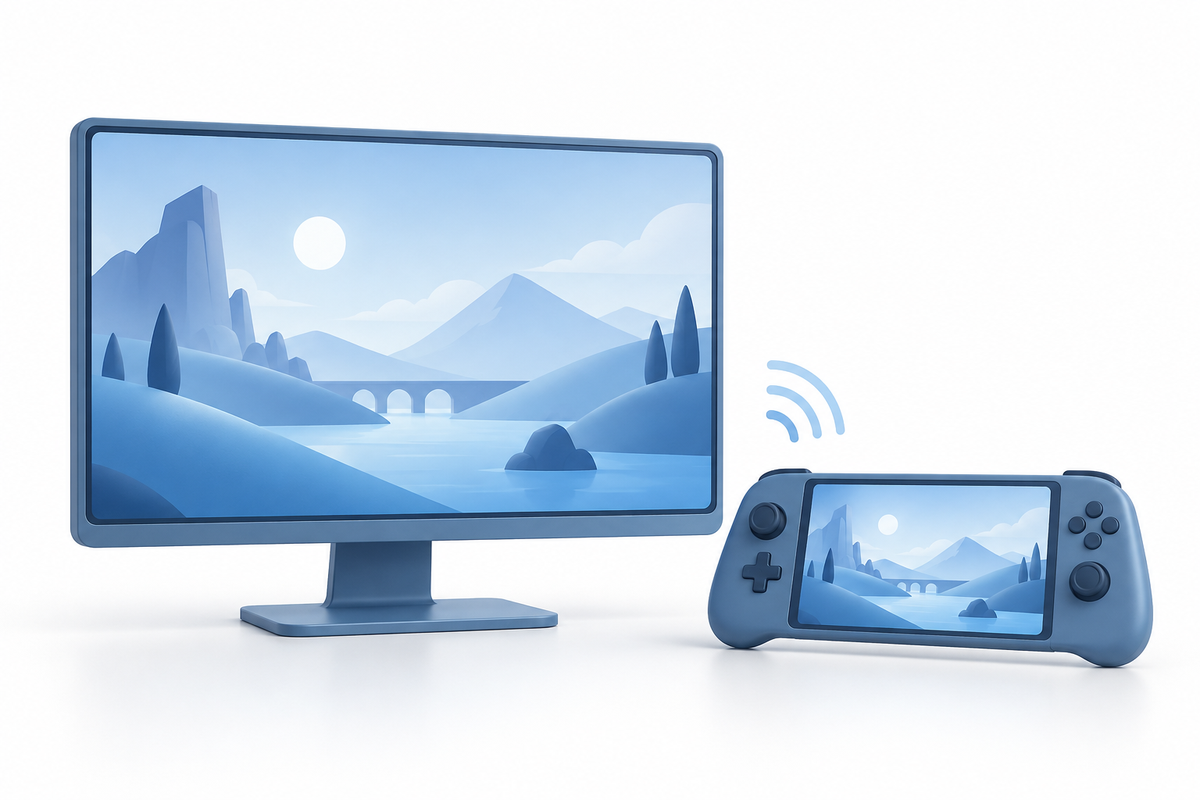 Écran et appareil portable reliés par un signal sans fil