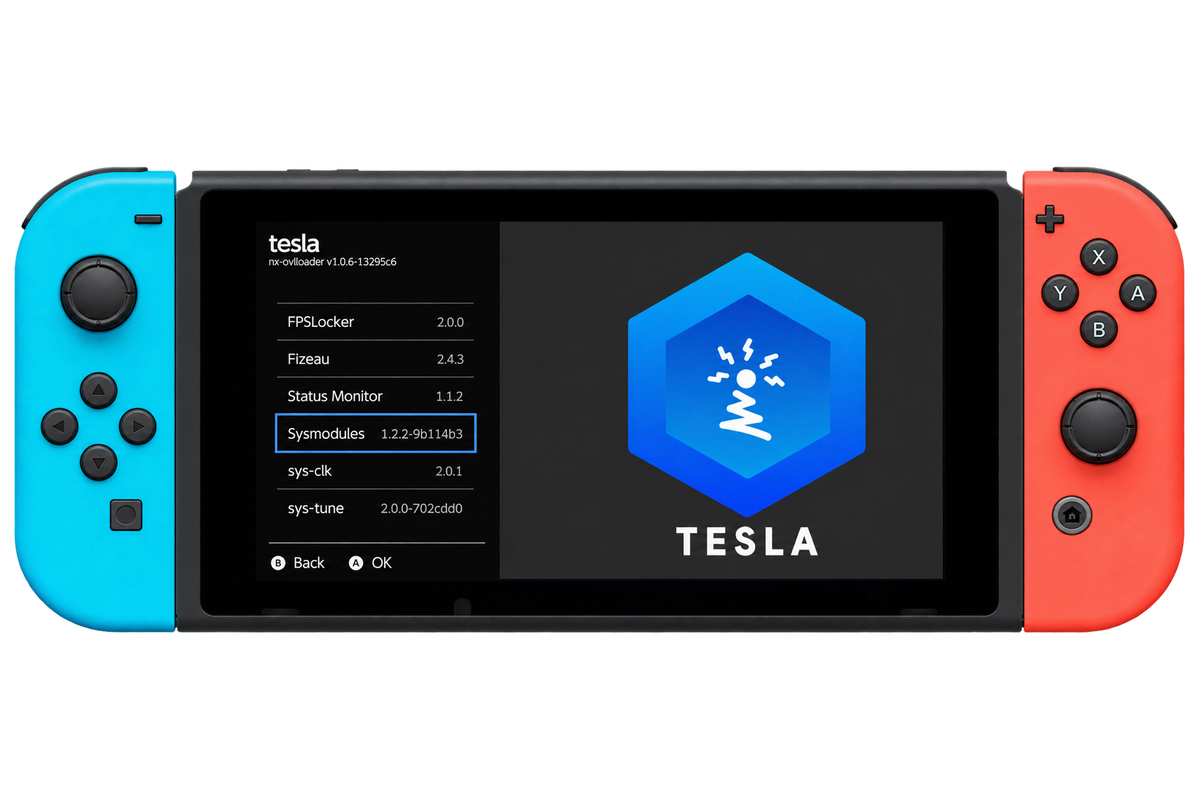 Nintendo Switch affichant le menu Tesla